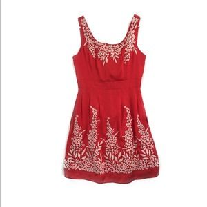 Antonio Melani Fit and Flare Embroidered Red Dress